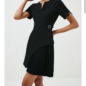 Karen Millen Black Asymmetrical Dress with Pleats